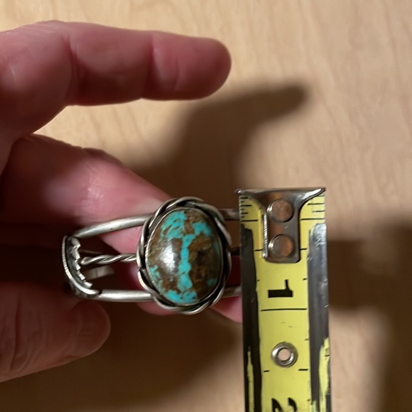 Native American Large Bisbee Turquoise Sterling Cuff Bracelet - Picture 6 of 9